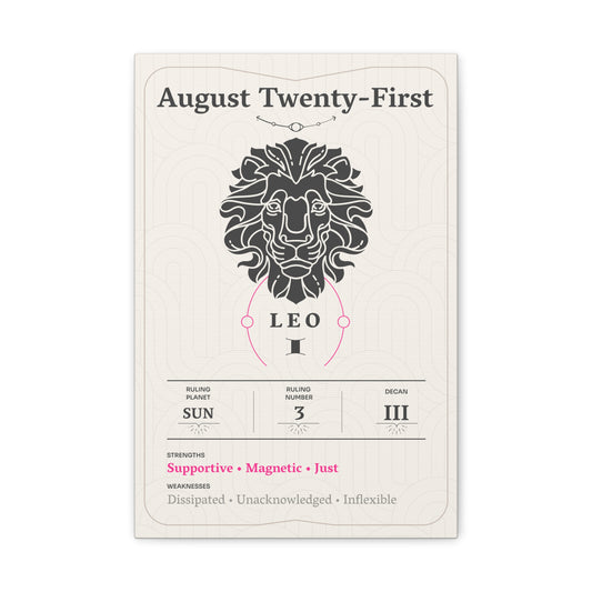 August Twenty-First Canvas